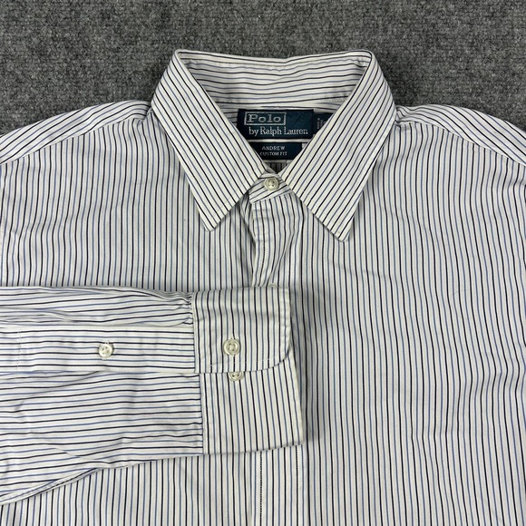 Polo Ralph Lauren Other - Polo Ralph Lauren Dress Shirt Mens 16 34/35 White Blue Stripe Custom Fit